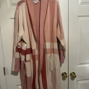 Liz Claiborne Pink and Cream Plaid Cardigan